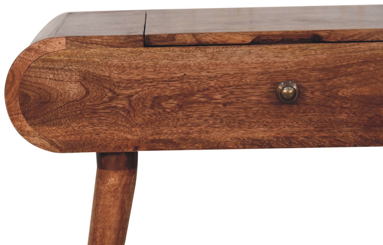 Artisan - Mini Honey Caramel Dressing Table With Foldable Mirror