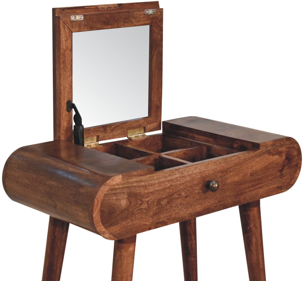 Artisan - Mini Honey Caramel Dressing Table With Foldable Mirror