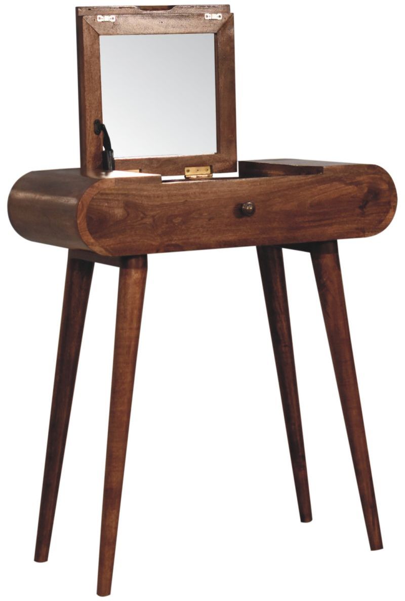 Artisan - Mini Honey Caramel Dressing Table With Foldable Mirror