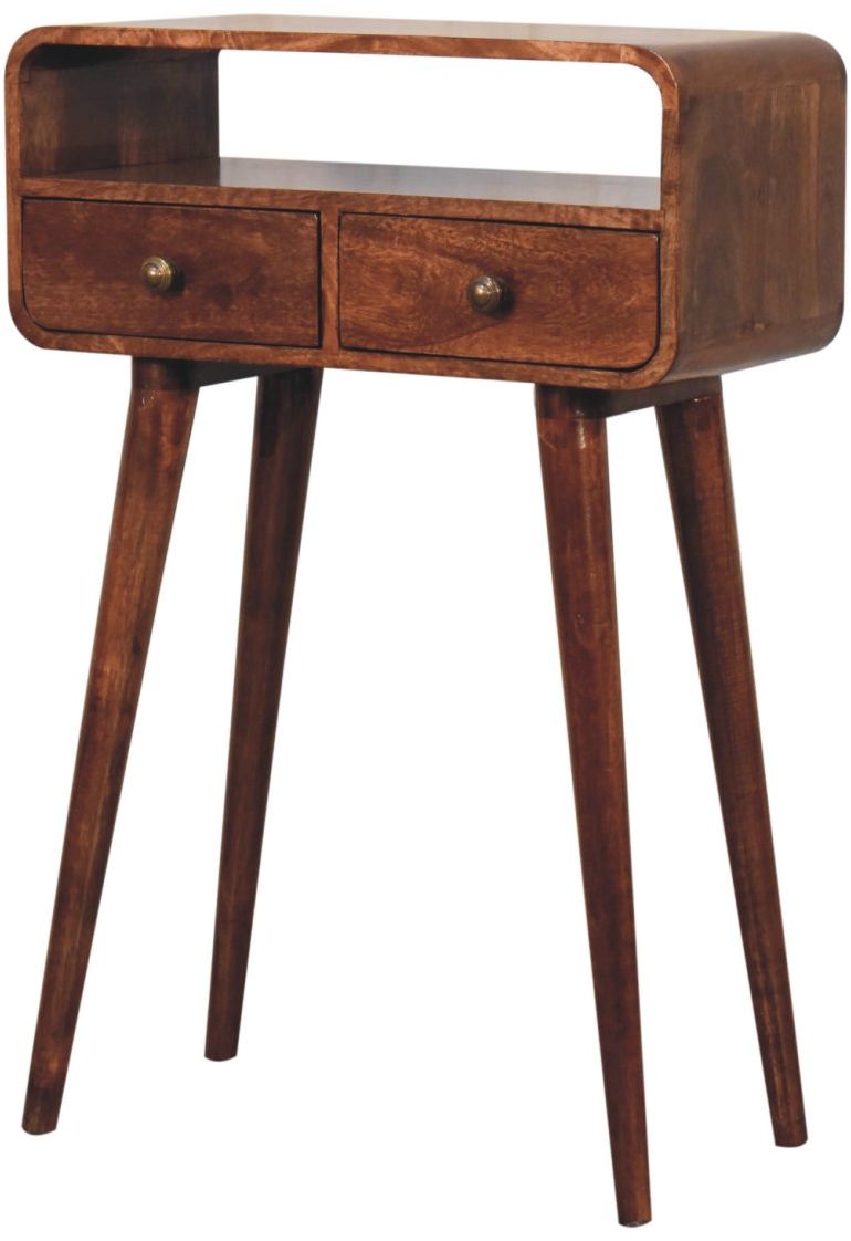 Artisan - Mini Curved Honey Caramel Console Table