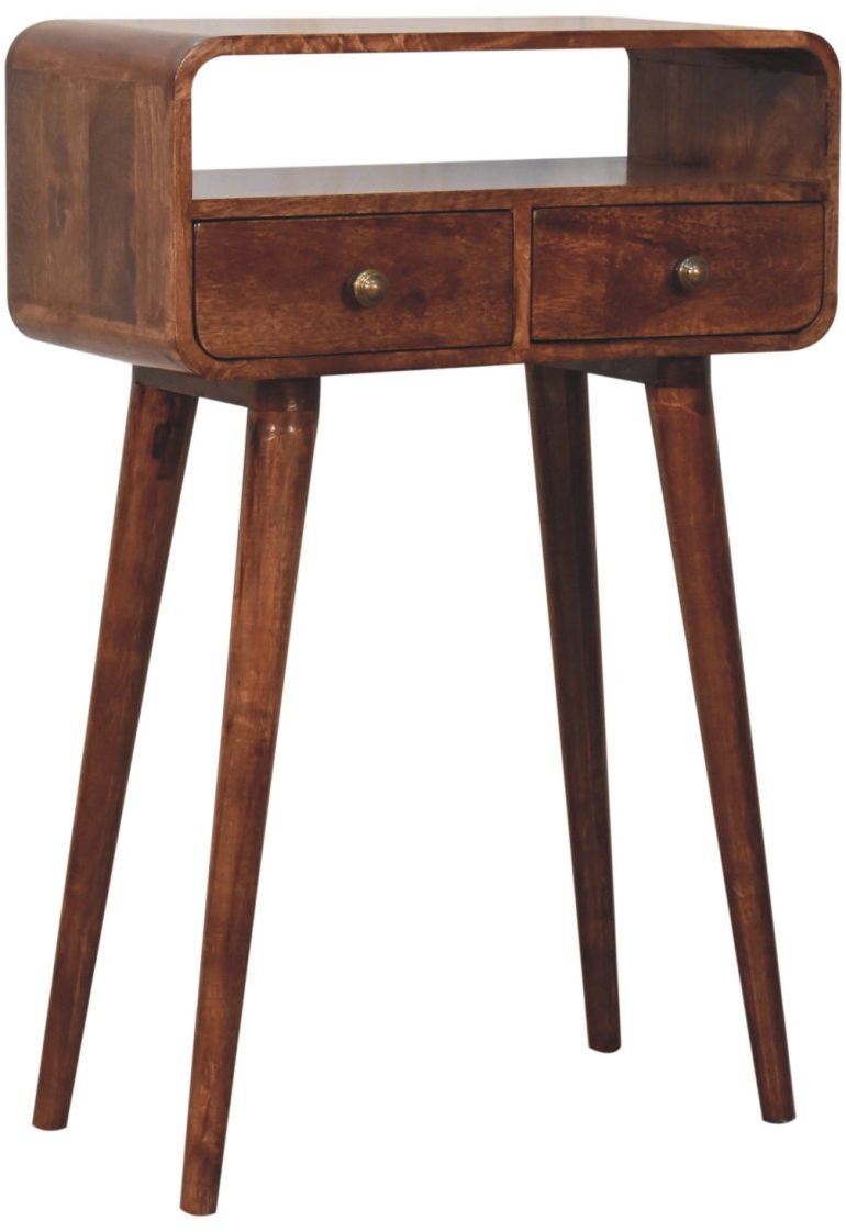 Artisan - Mini Curved Honey Caramel Console Table