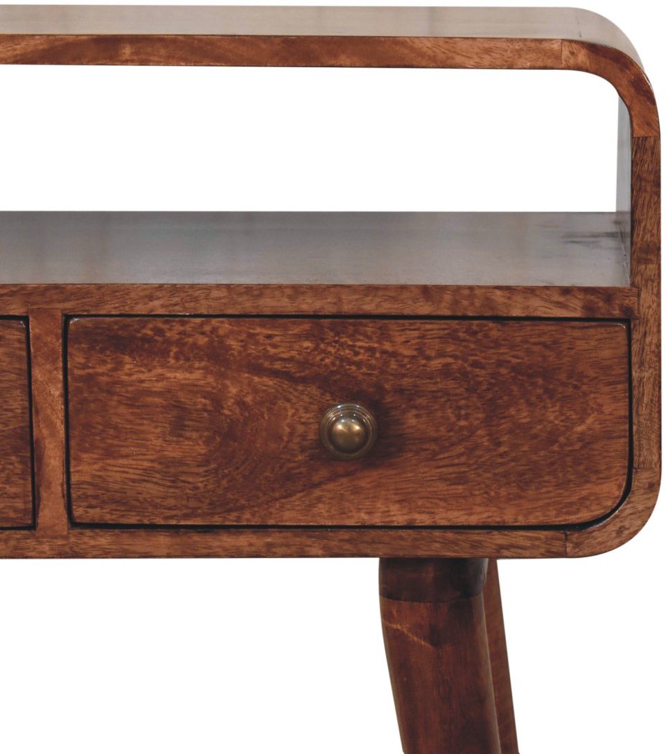 Artisan - Mini Curved Honey Caramel Console Table
