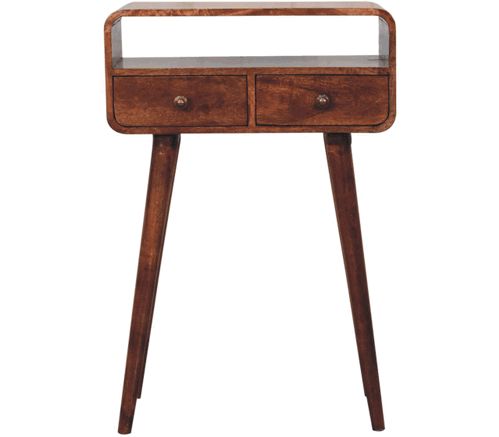 Artisan - Mini Curved Honey Caramel Console Table