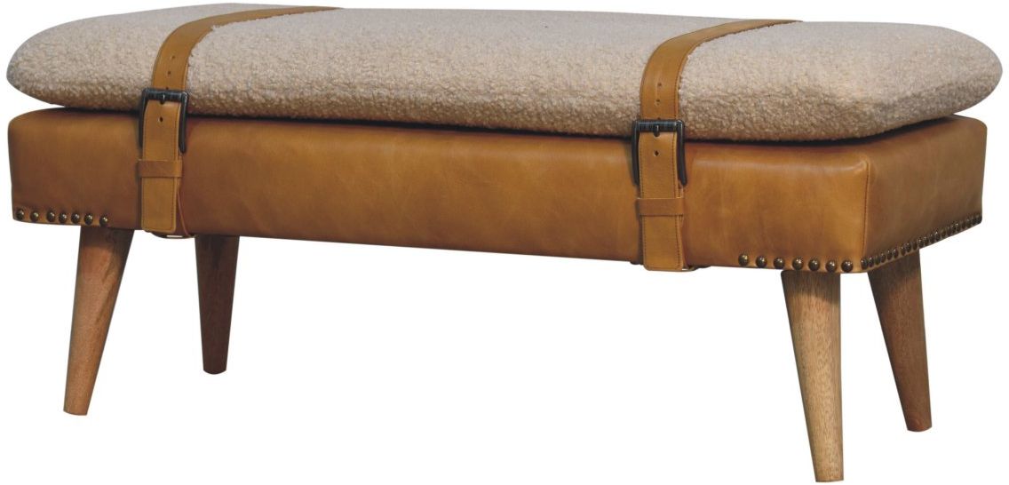 Artisan - Bouclé Buffalo Hide Leather Bench