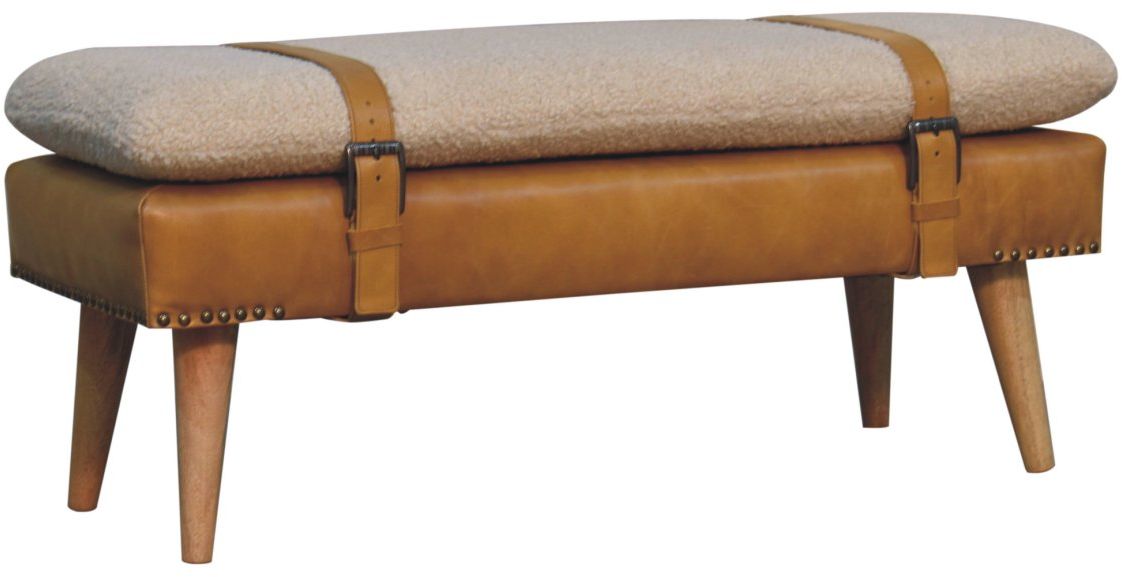 Artisan - Bouclé Buffalo Hide Leather Bench