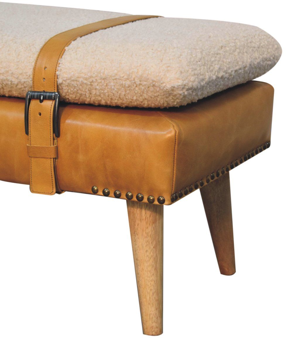 Artisan - Bouclé Buffalo Hide Leather Bench