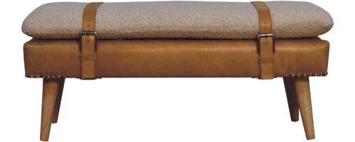 Artisan - Bouclé Buffalo Hide Leather Bench