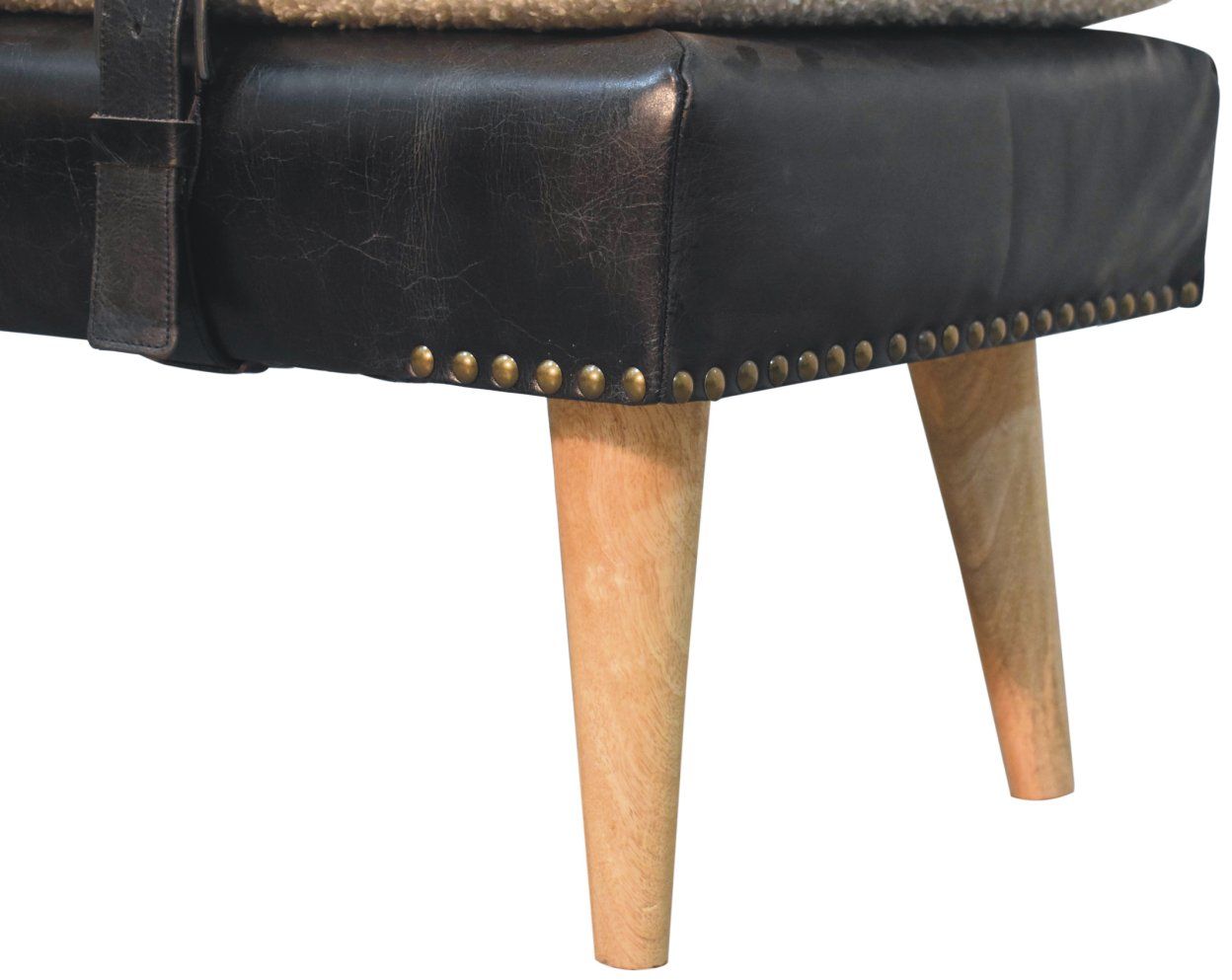 Artisan - Bouclé Buffalo Hide Black Leather Bench