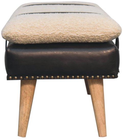 Artisan - Bouclé Buffalo Hide Black Leather Bench