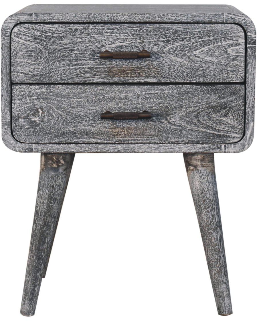 Artisan - Sandblasted Ash Curved Bedside