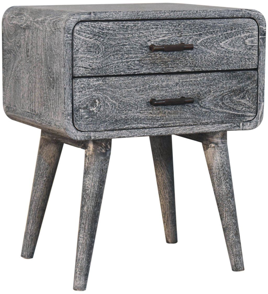 Artisan - Sandblasted Ash Curved Bedside