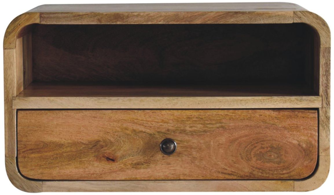 Artisan - Large Oak-Ish Curve Upper Slot Floating Bedside