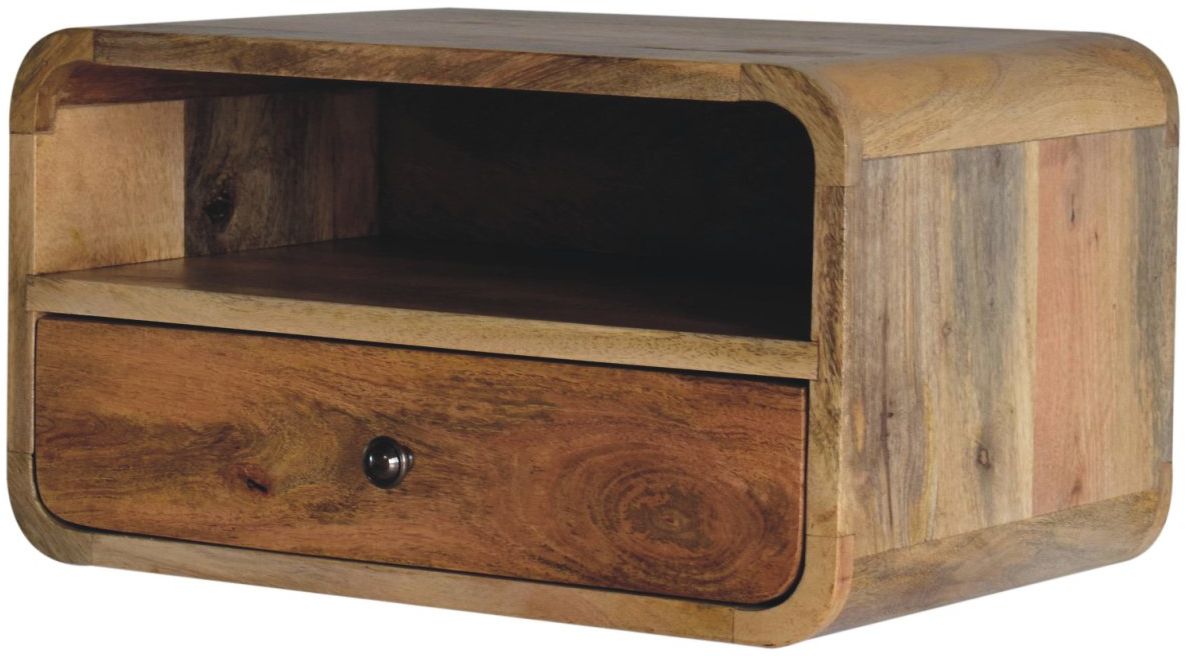 Artisan - Large Oak-Ish Curve Upper Slot Floating Bedside