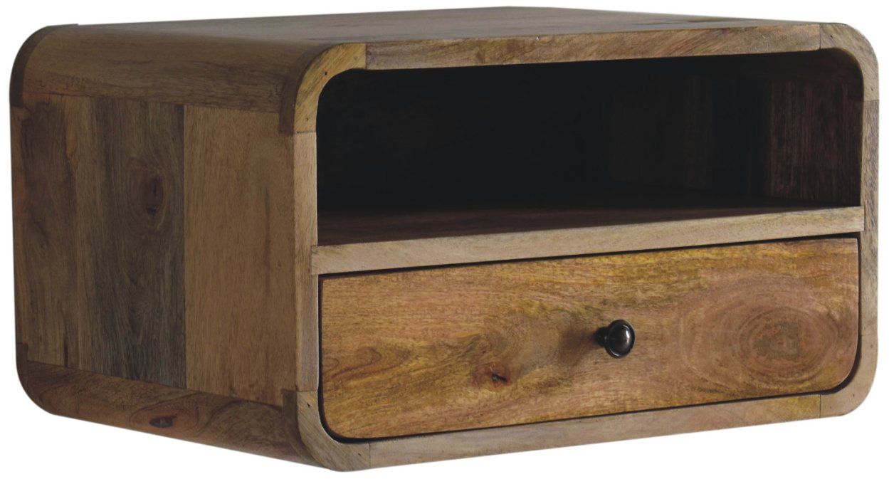 Artisan - Large Oak-Ish Curve Upper Slot Floating Bedside