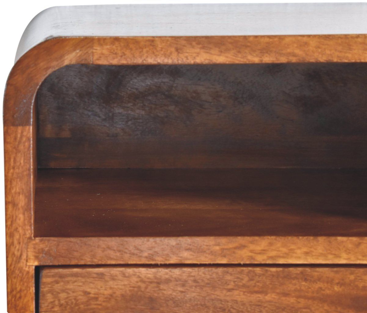 Artisan - Extra Mini Wall Mounted Curved Chestnut Bedside With Open Slot