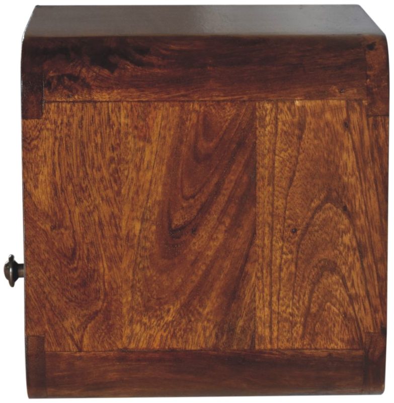 Artisan - Extra Mini Wall Mounted Curved Chestnut Bedside With Open Slot