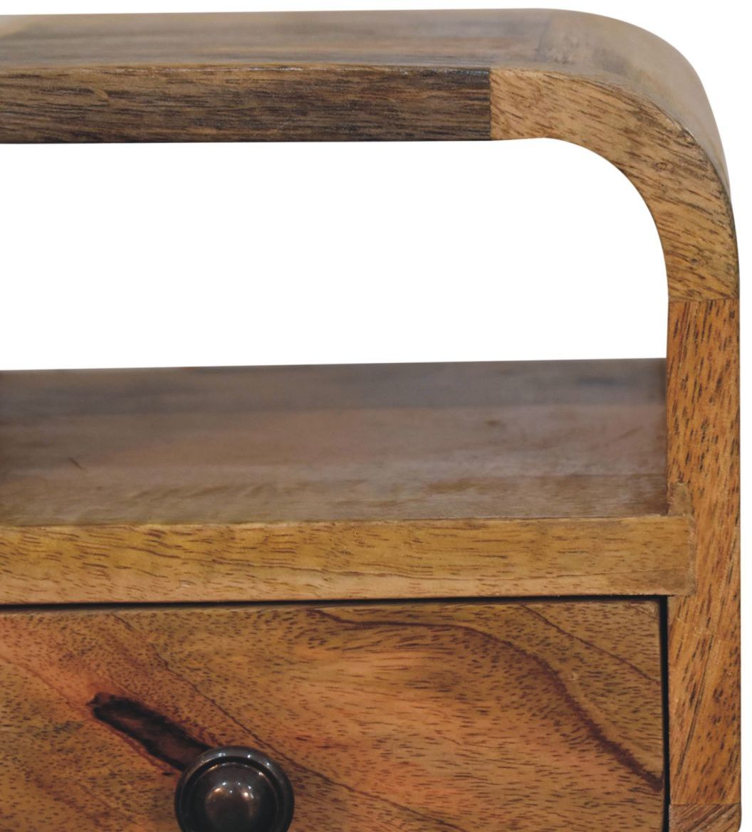 Artisan - Extra Mini Oakish Curve Open Slot Bedside