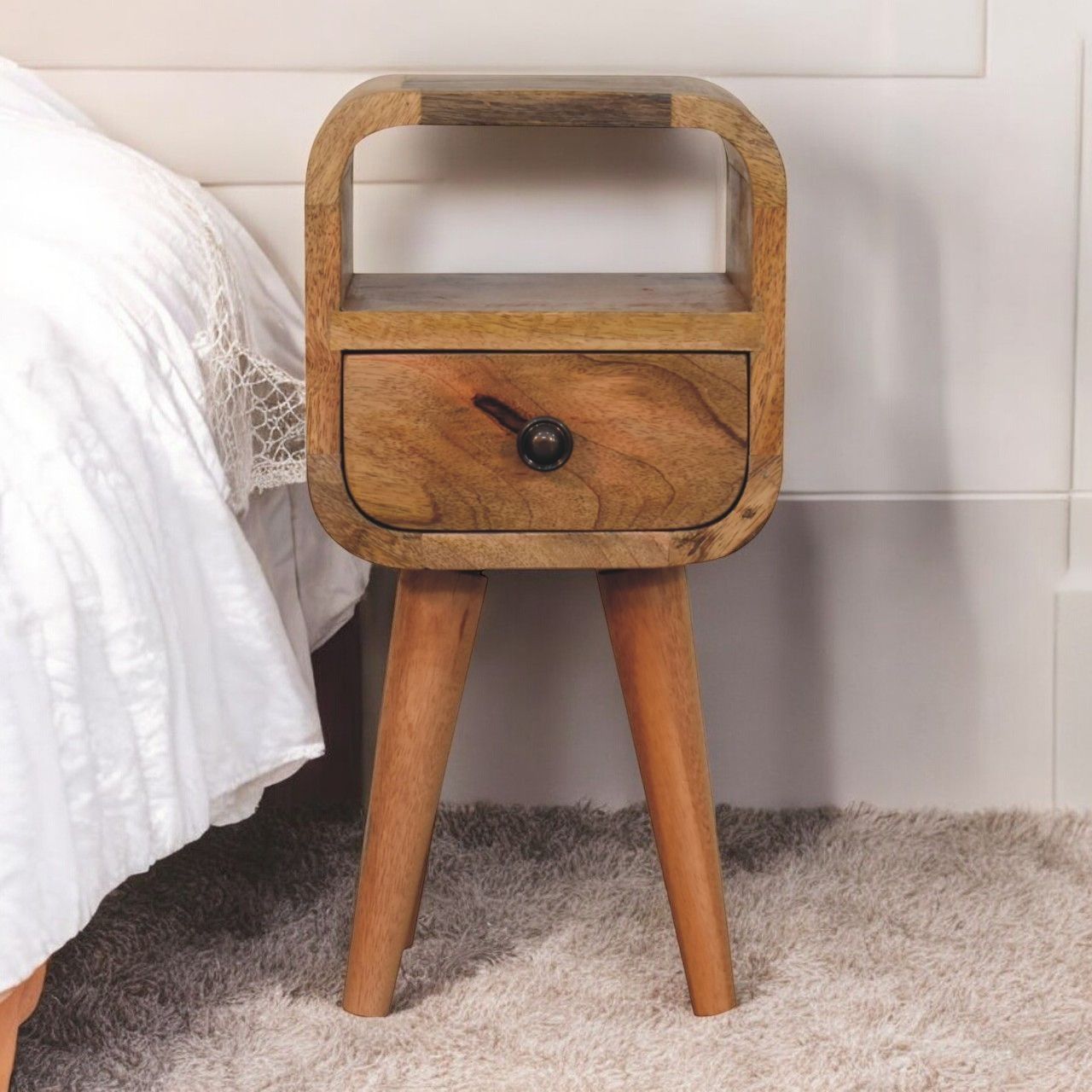 Artisan - Extra Mini Oakish Curve Open Slot Bedside