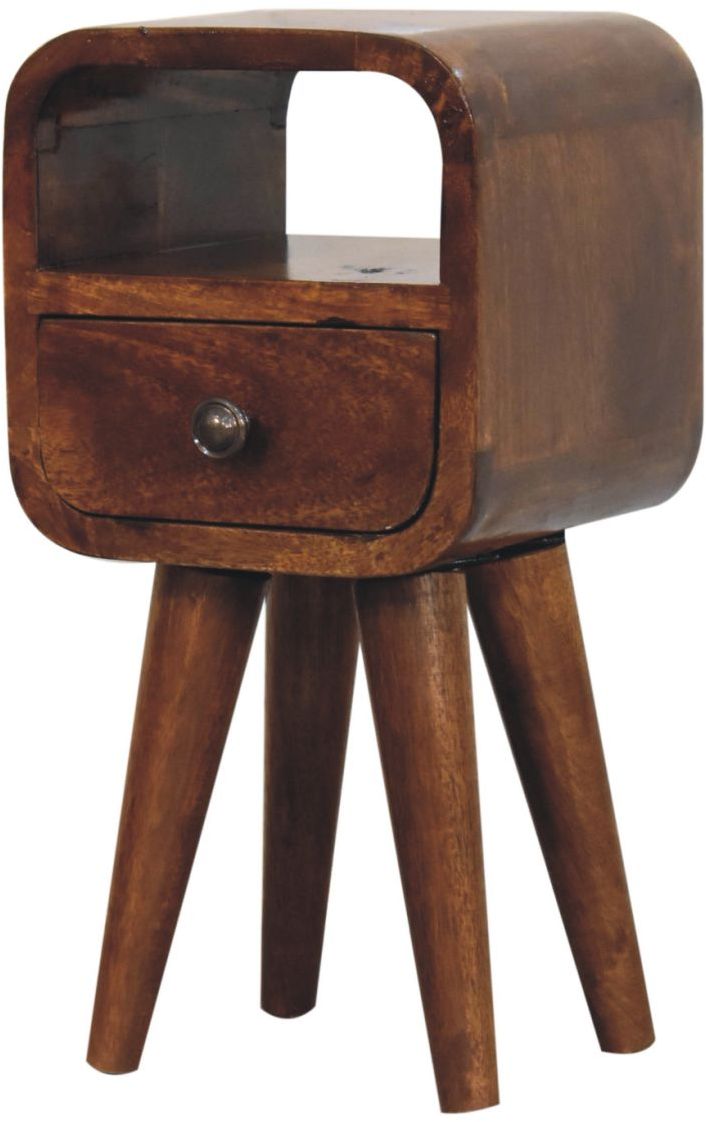 Artisan - Extra Mini Chestnut Curve Open Slot Bedside