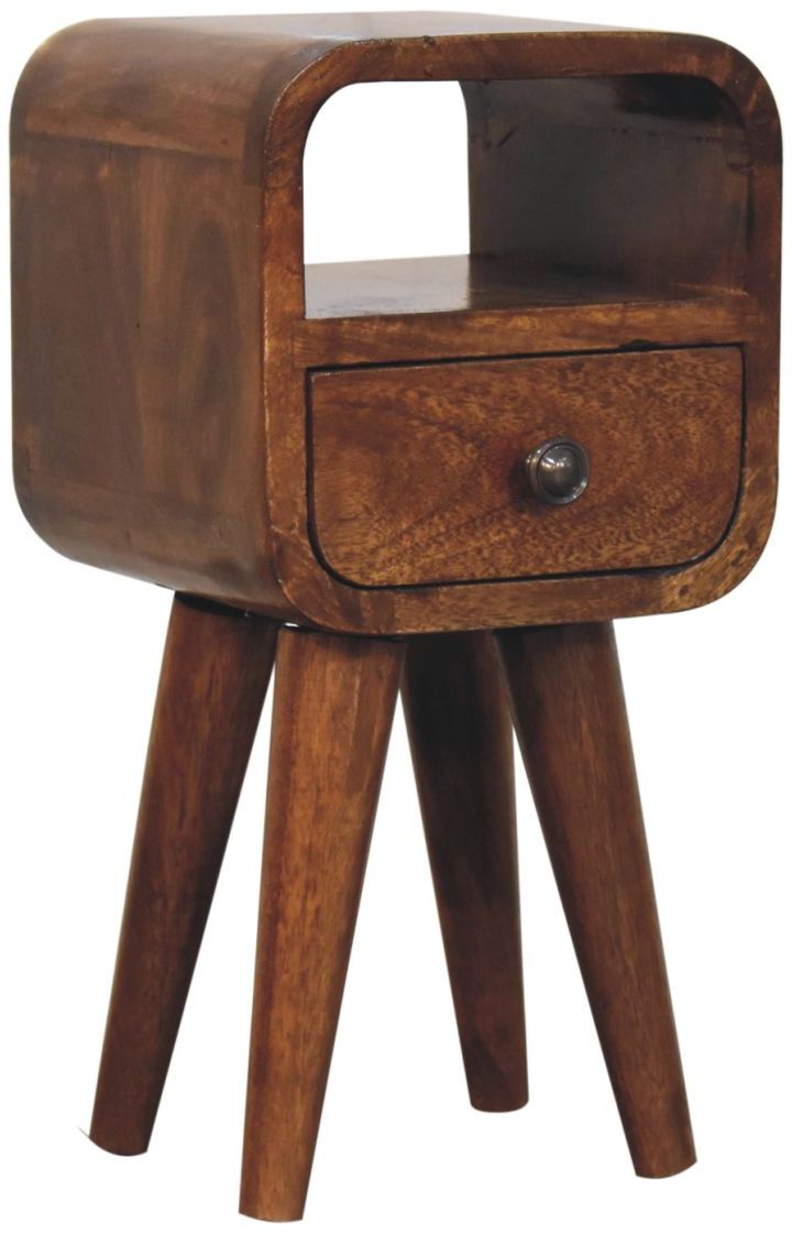 Artisan - Extra Mini Chestnut Curve Open Slot Bedside