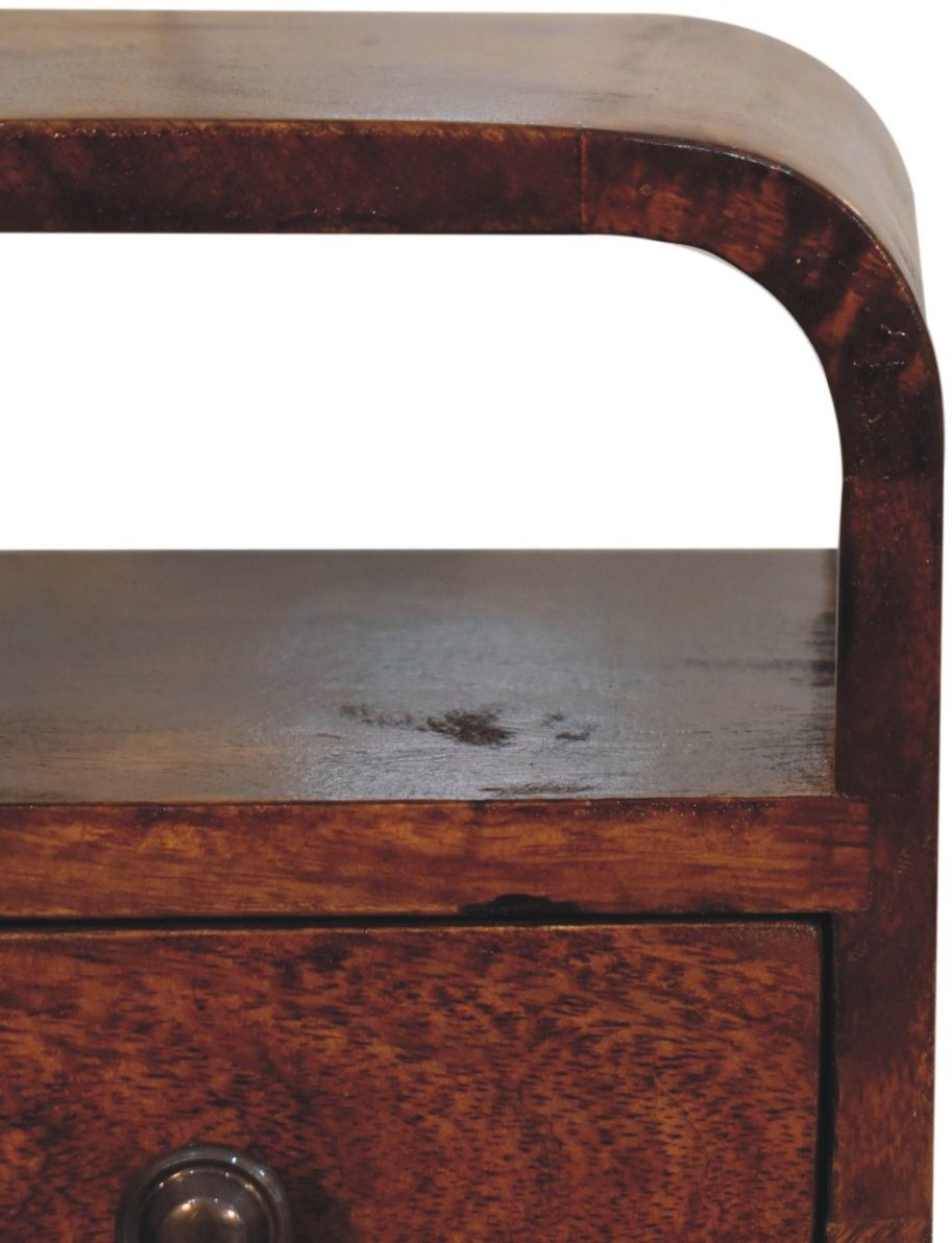 Artisan - Extra Mini Chestnut Curve Open Slot Bedside