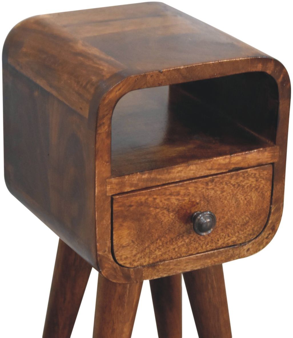 Artisan - Extra Mini Chestnut Curve Open Slot Bedside