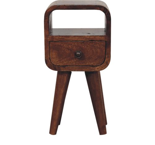 Artisan - Extra Mini Chestnut Curve Open Slot Bedside