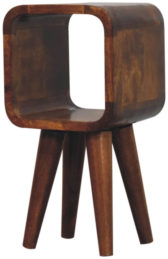 Artisan - Extra Mini Minimalist Open Curved Chestnut Bedside