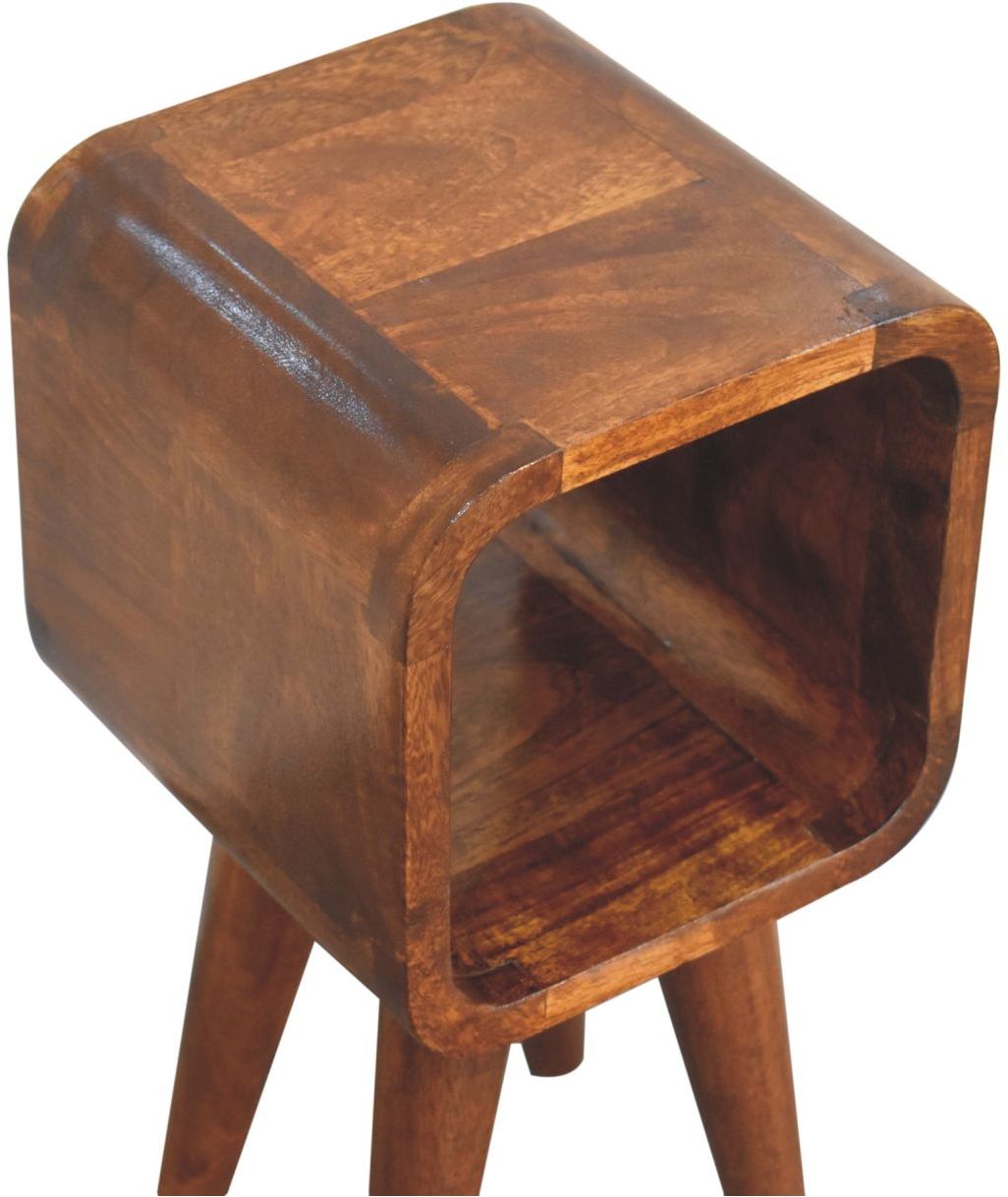 Artisan - Extra Mini Minimalist Open Curved Chestnut Bedside