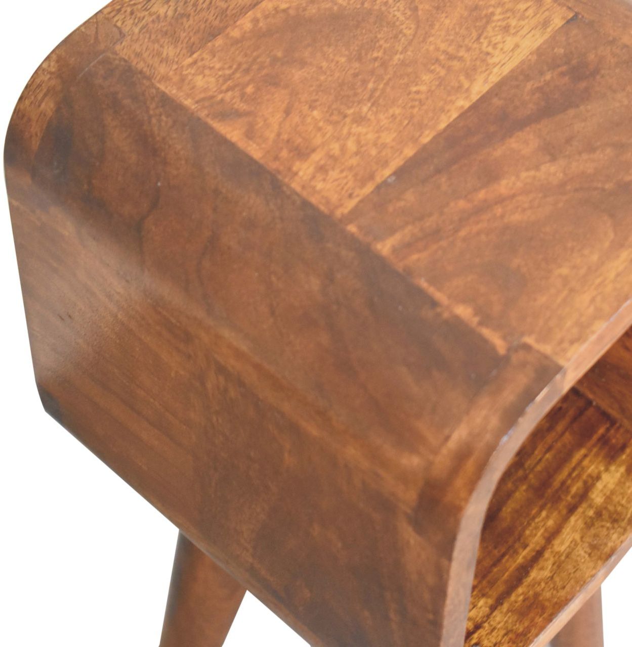 Artisan - Extra Mini Minimalist Open Curved Chestnut Bedside