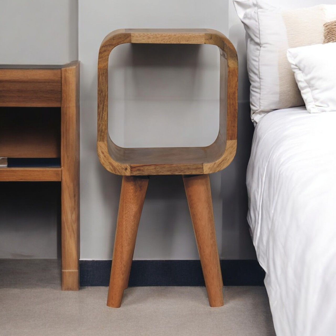 Artisan - Extra Mini Minimalist Open Curved Oak-Ish Bedside