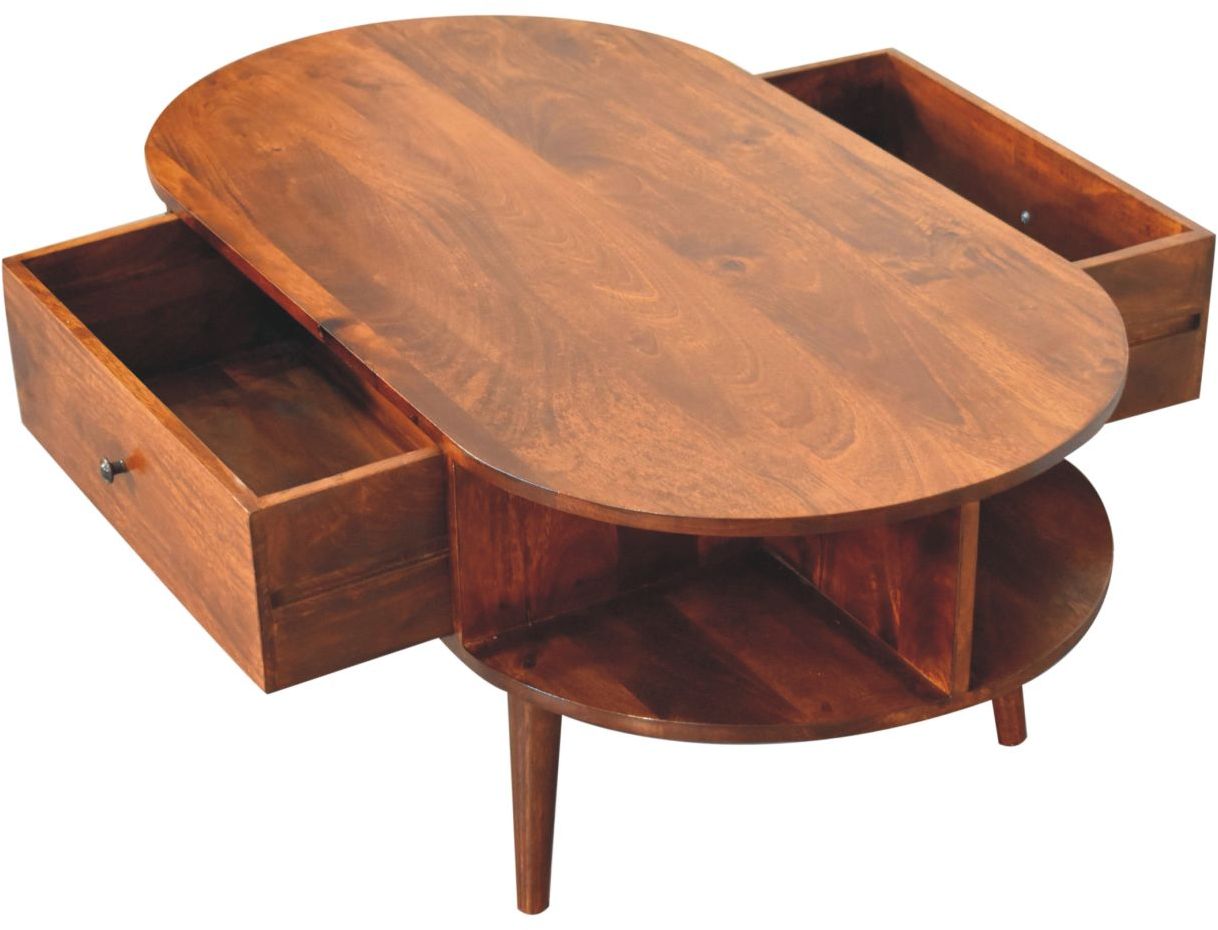 Artisan - Chestnut Oval Coffee Table With 2 Drawer