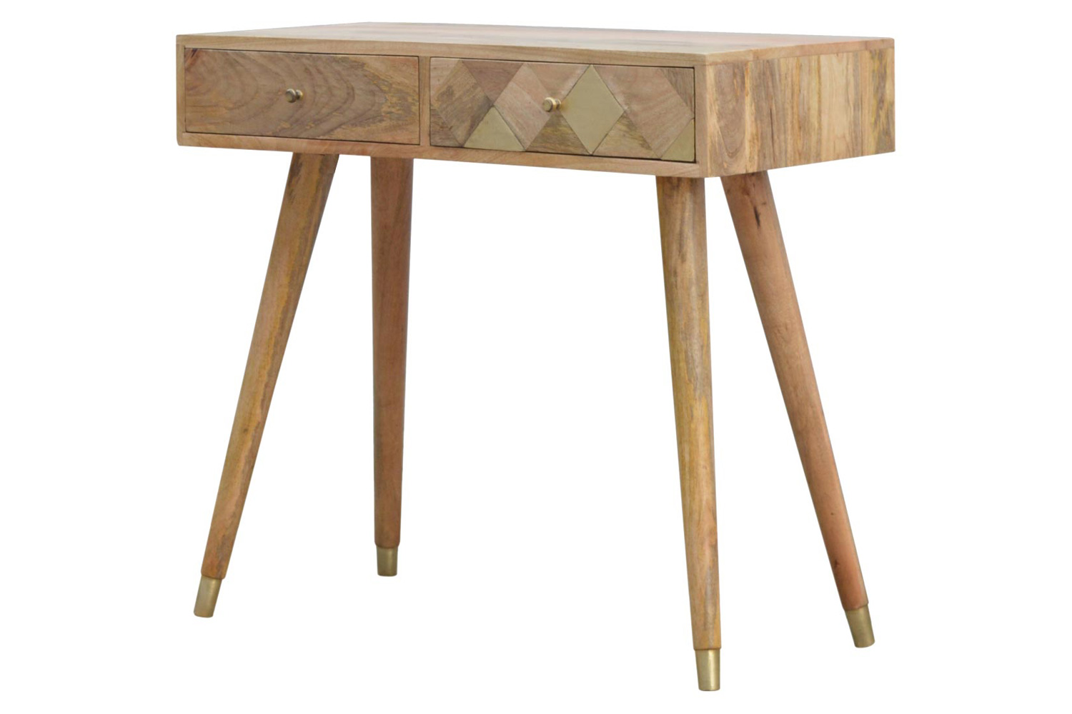 Artisan - Oak-ish Gold Brass Inlay Console Table