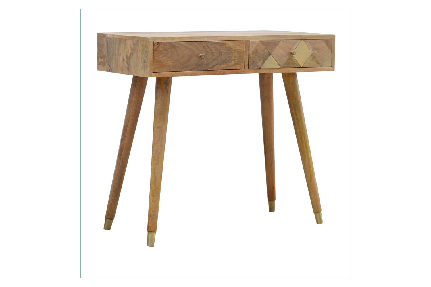 Artisan - Oak-ish Gold Brass Inlay Console Table