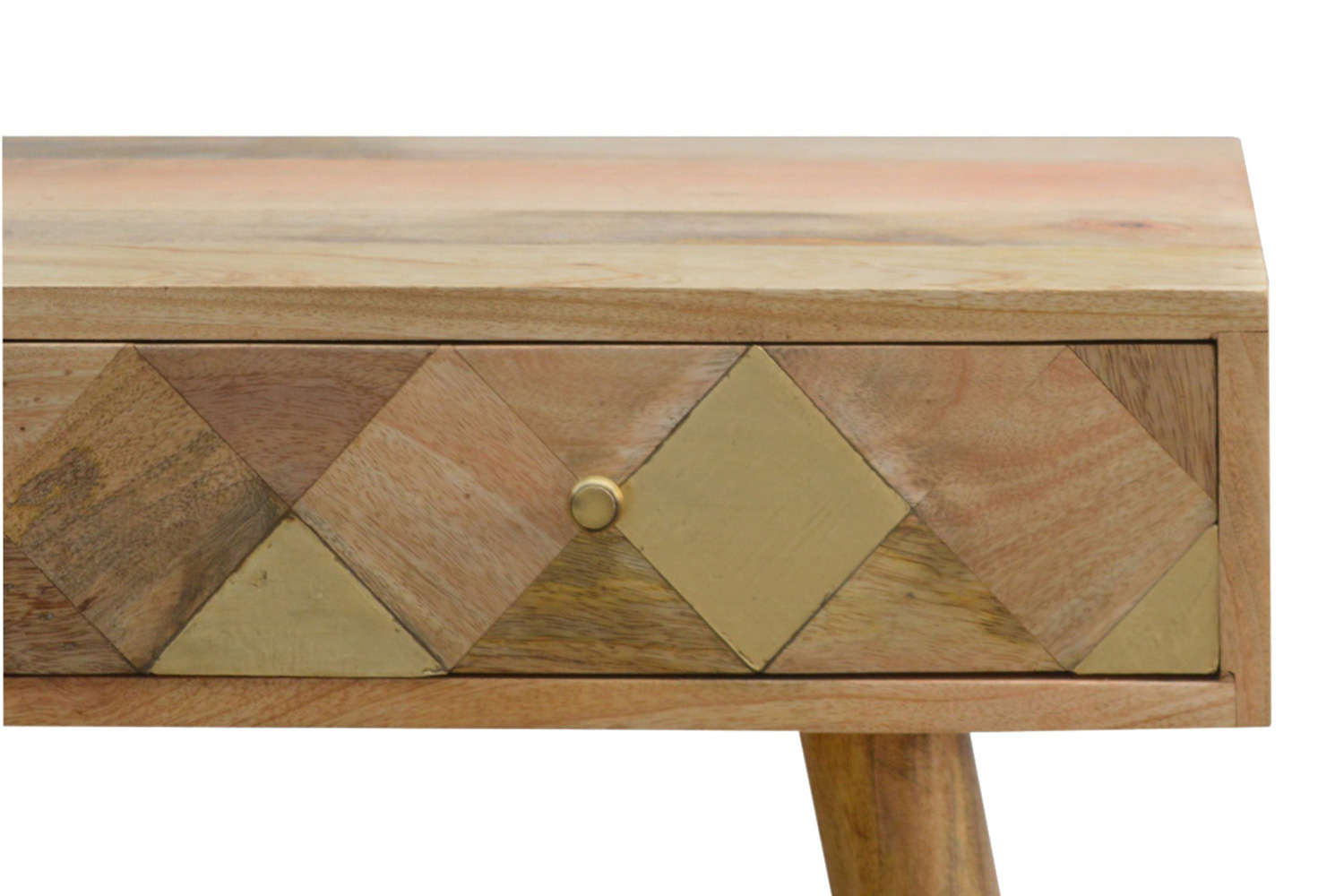 Artisan - Oak-ish Gold Brass Inlay Console Table