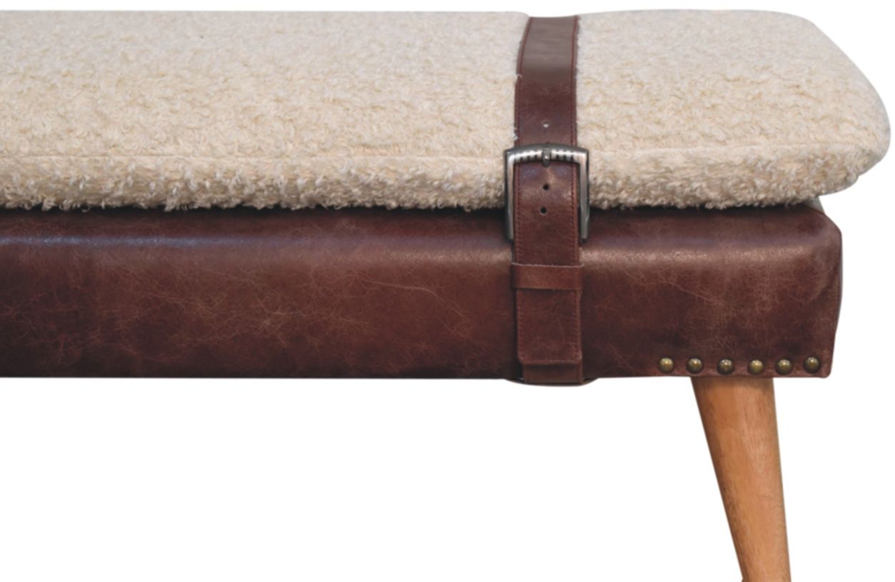 Artisan - Boucle X Brown Leather Bench