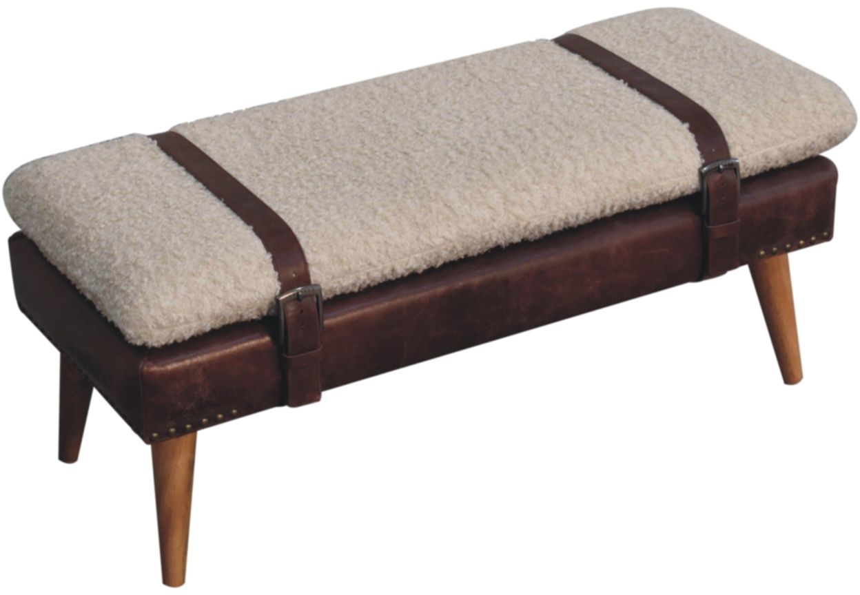 Artisan - Boucle X Brown Leather Bench
