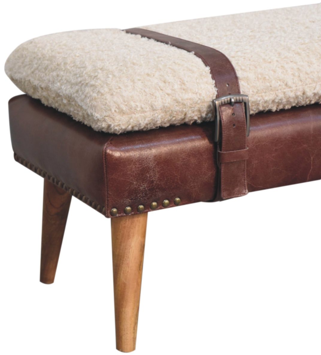 Artisan - Boucle X Brown Leather Bench