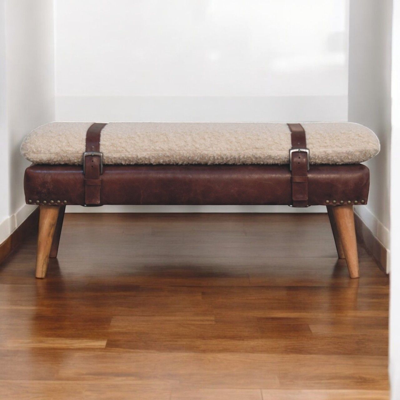 Artisan - Boucle X Brown Leather Bench