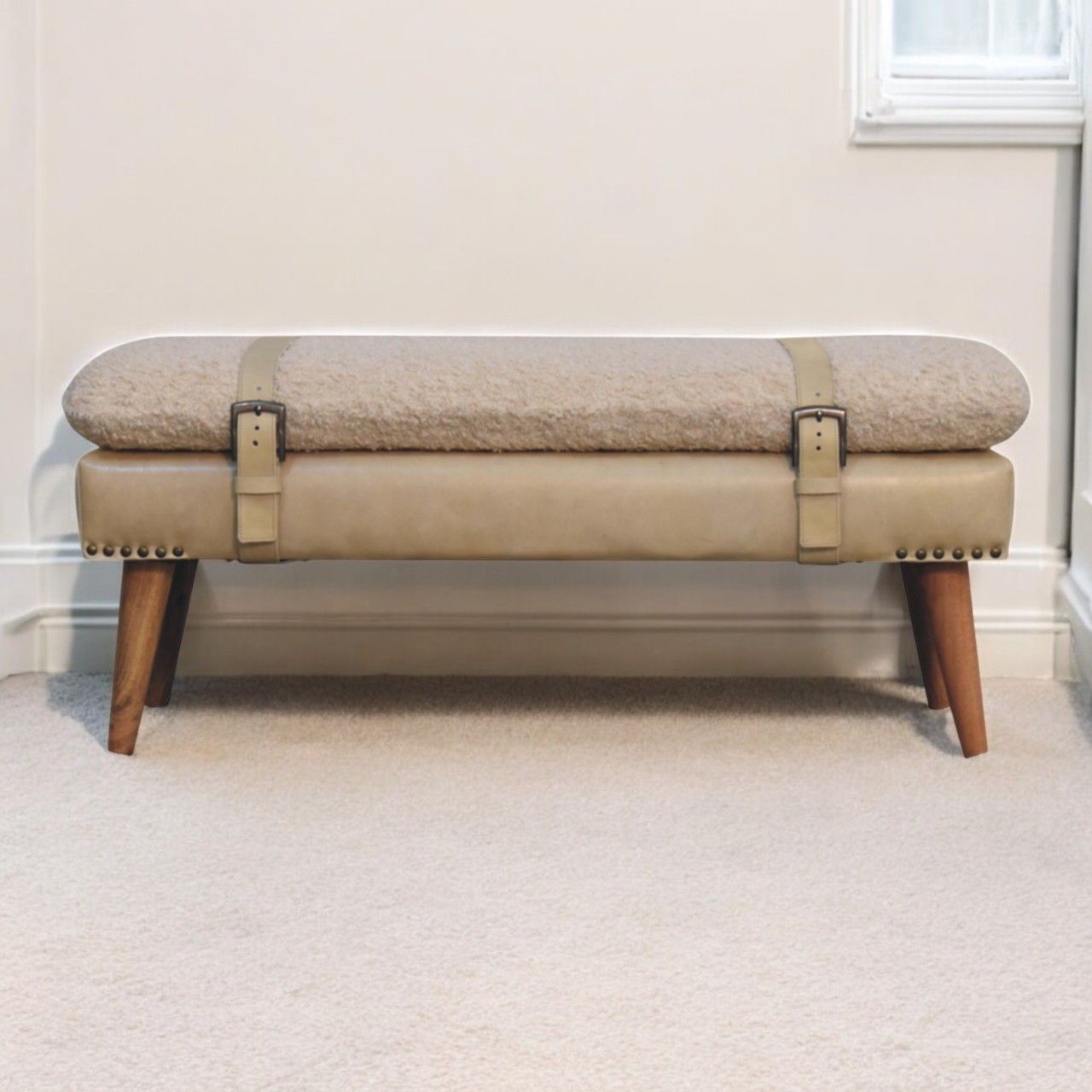 Artisan - Boucle X Beige Leather Bench