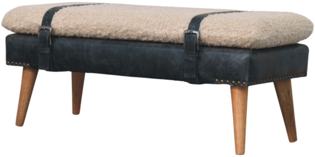 Artisan - Boucle X Black Leather Bench