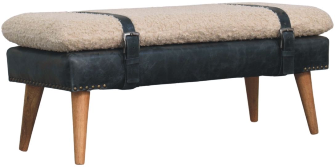Artisan - Boucle X Black Leather Bench