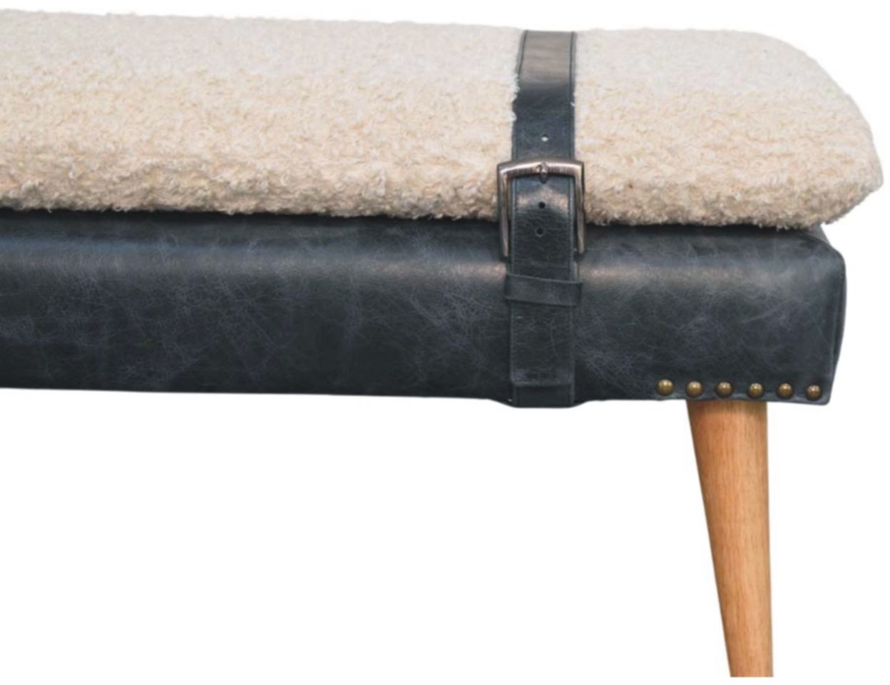 Artisan - Boucle X Black Leather Bench