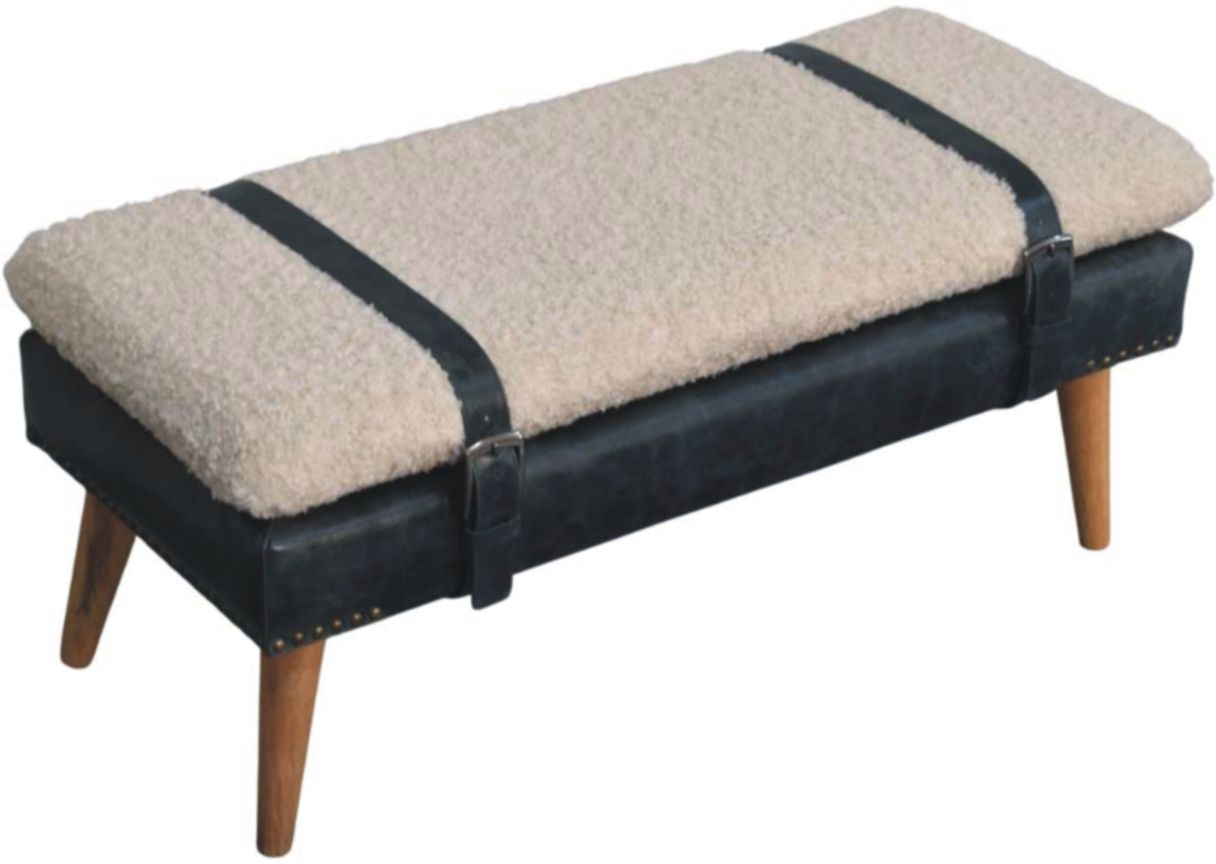 Artisan - Boucle X Black Leather Bench