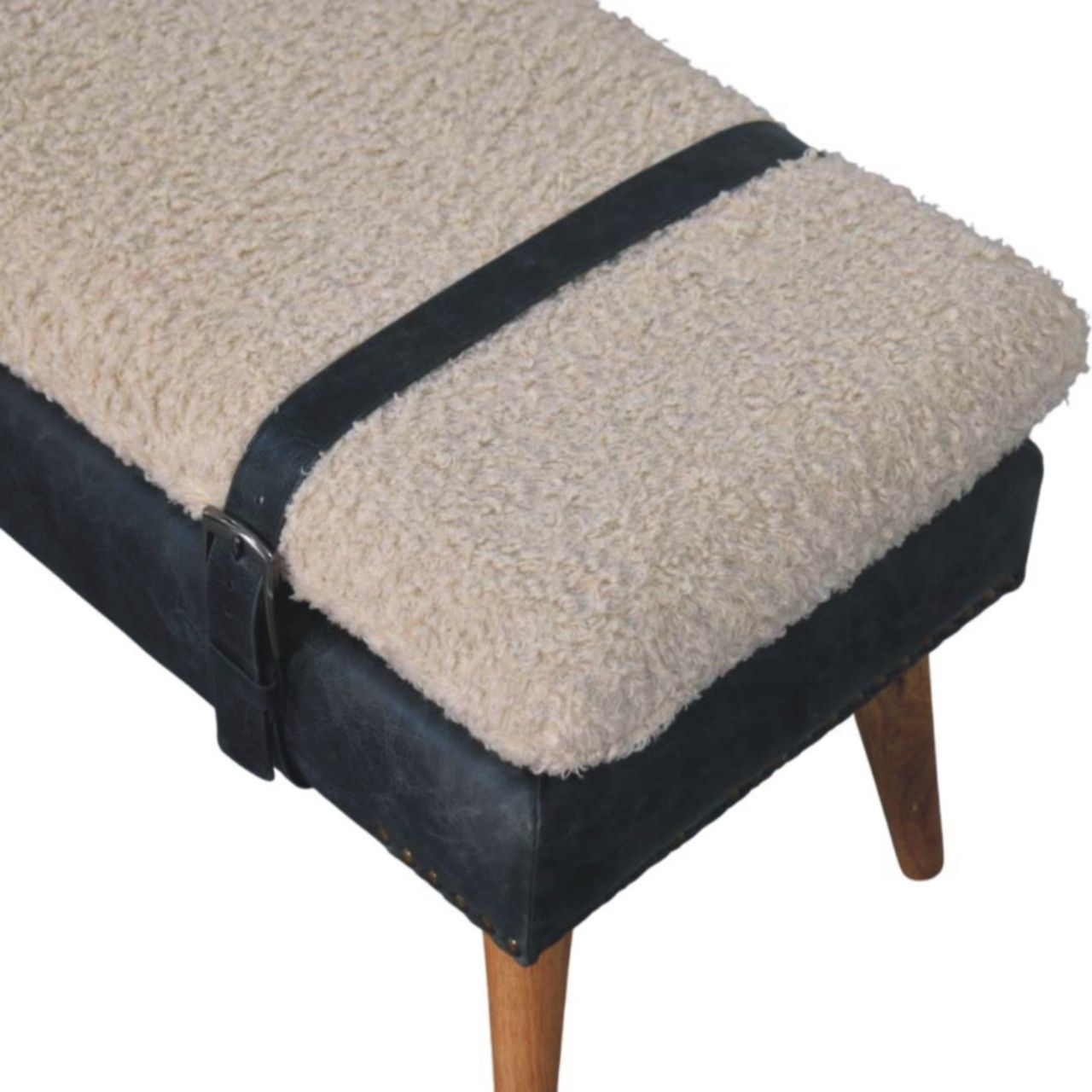Artisan - Boucle X Black Leather Bench