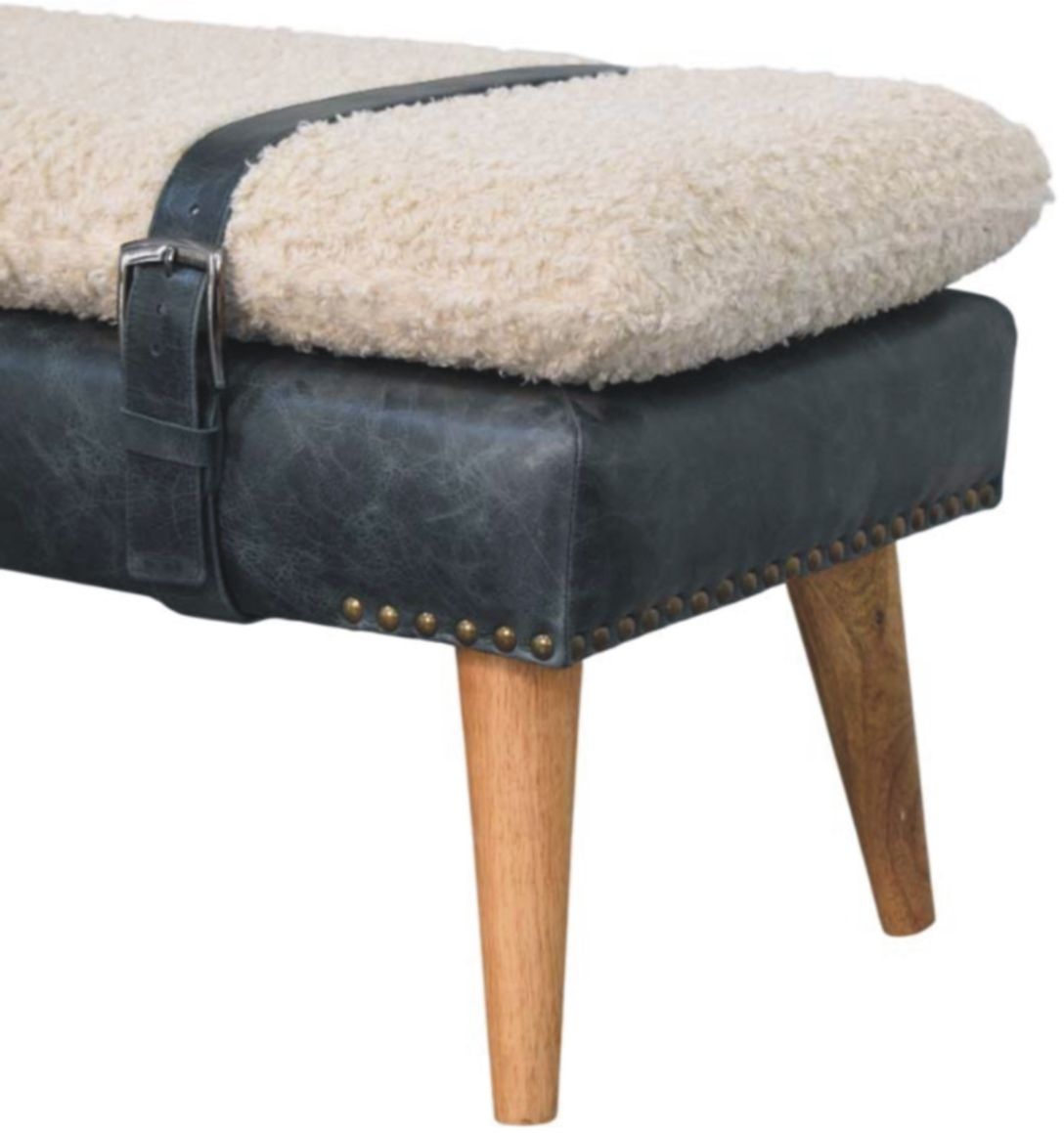 Artisan - Boucle X Black Leather Bench