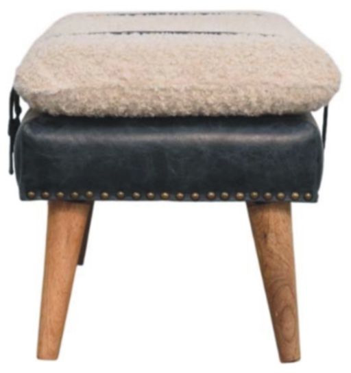 Artisan - Boucle X Black Leather Bench
