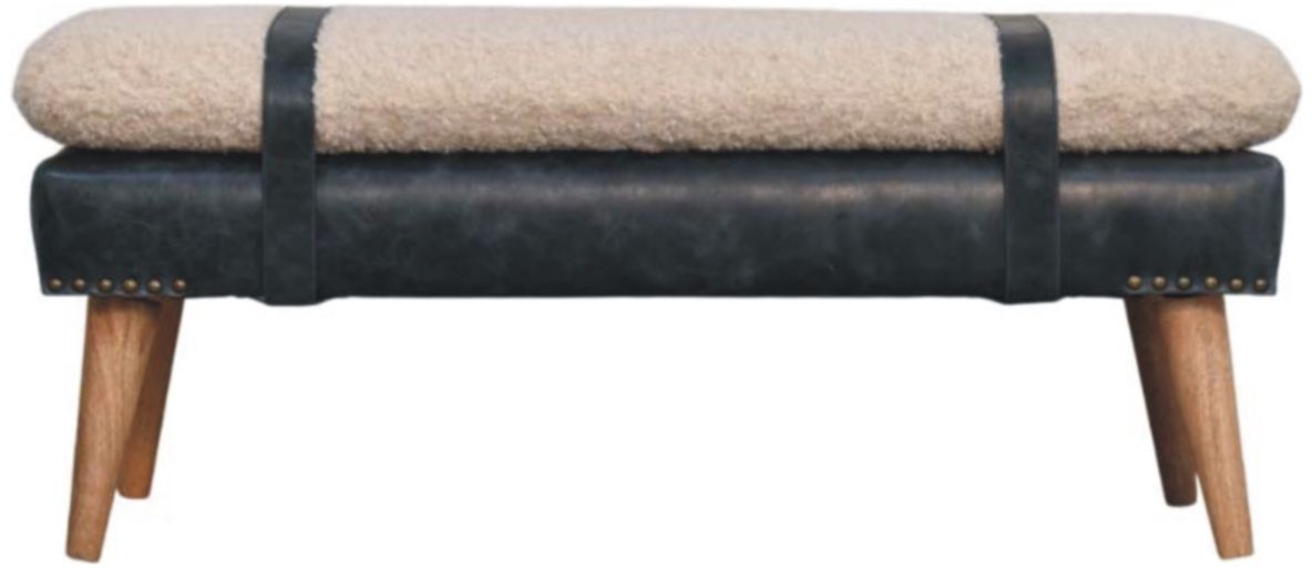 Artisan - Boucle X Black Leather Bench