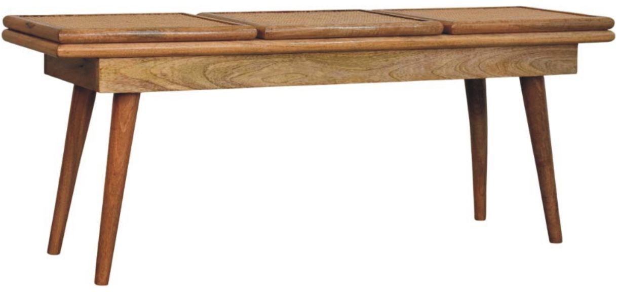 Artisan - Larissa Triple Accent Oak-Ish Cane Bench