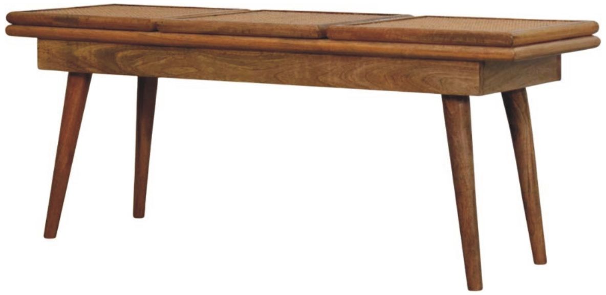 Artisan - Larissa Triple Accent Oak-Ish Cane Bench